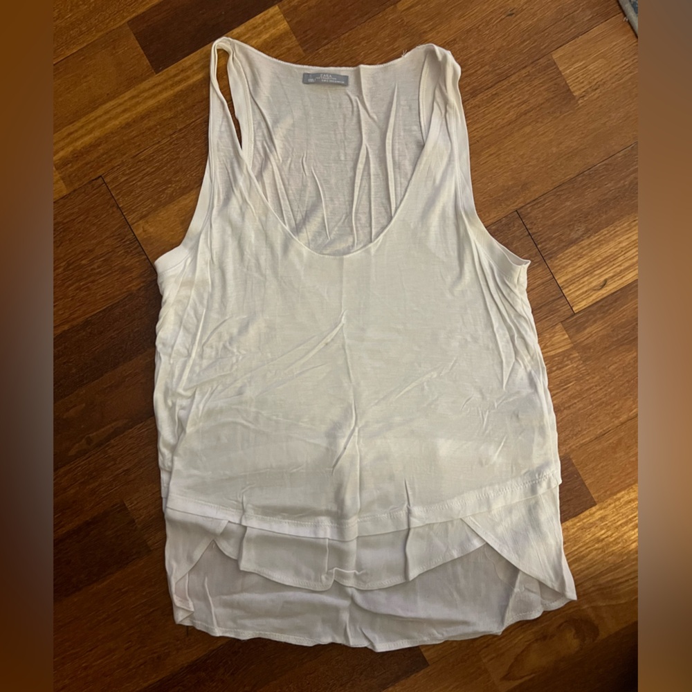 Zara White Layered Tank Top